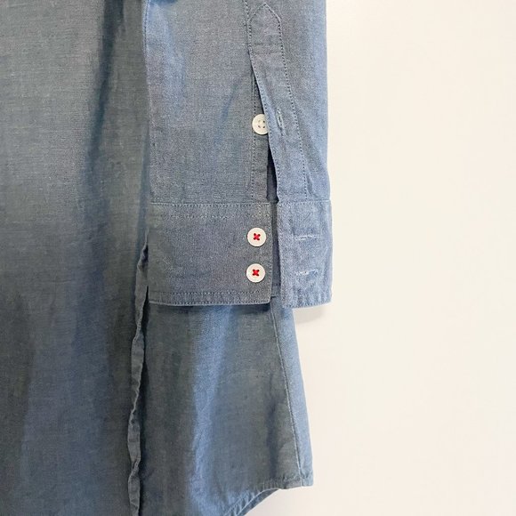 Patagonia Chambray Shirt Dress Long Sleeve Sz 10 - Picture 5 of 6